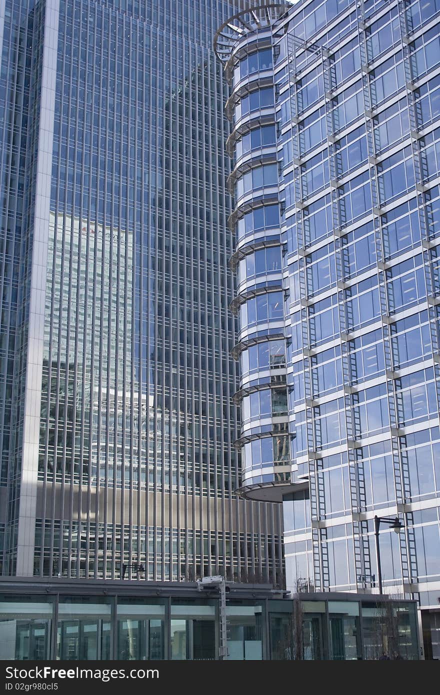 Canary wharf glass modern buildings