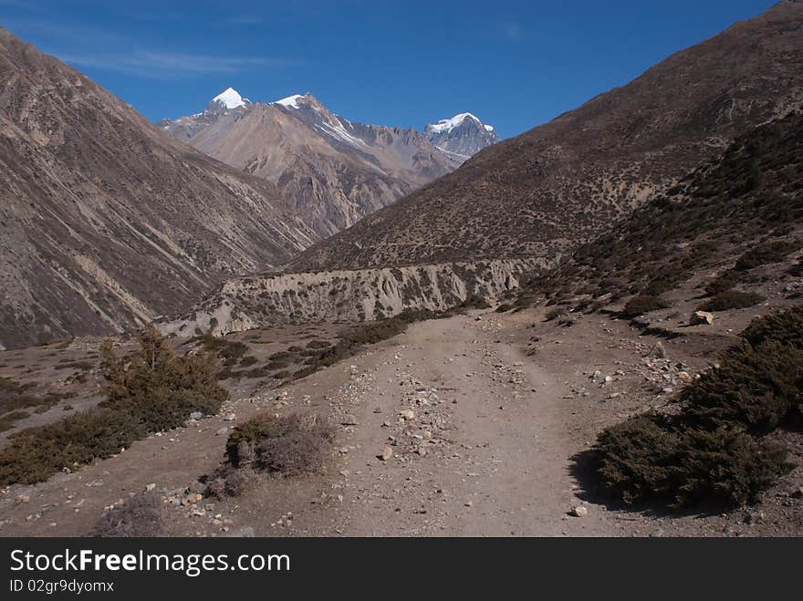 View opening on the way to Thorung La pass. View opening on the way to Thorung La pass