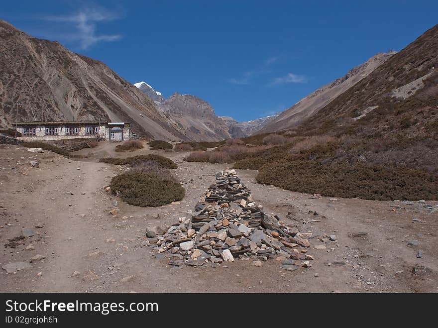 Leaving Ledar village before Base Camp Thorung La. Leaving Ledar village before Base Camp Thorung La