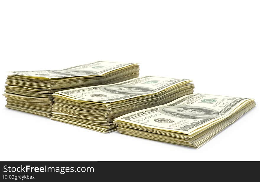 Three pack of dollars isolated  on white background. Three pack of dollars isolated  on white background