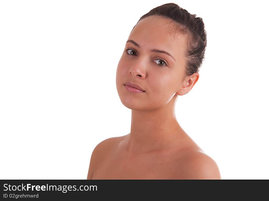 Portrait of beautiful girl on white background. Portrait of beautiful girl on white background