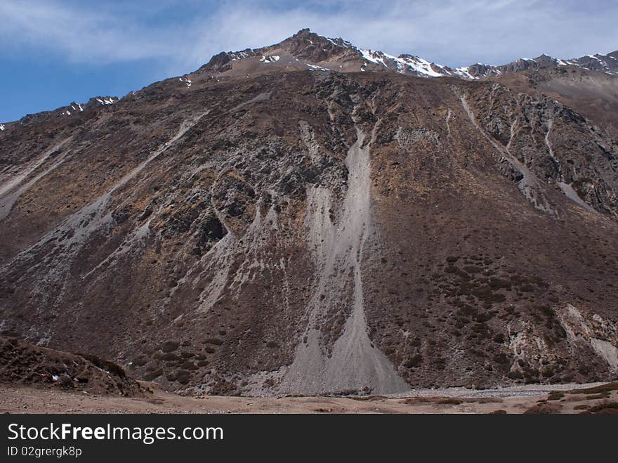 Last kilometers before Thorung La pass. Last kilometers before Thorung La pass