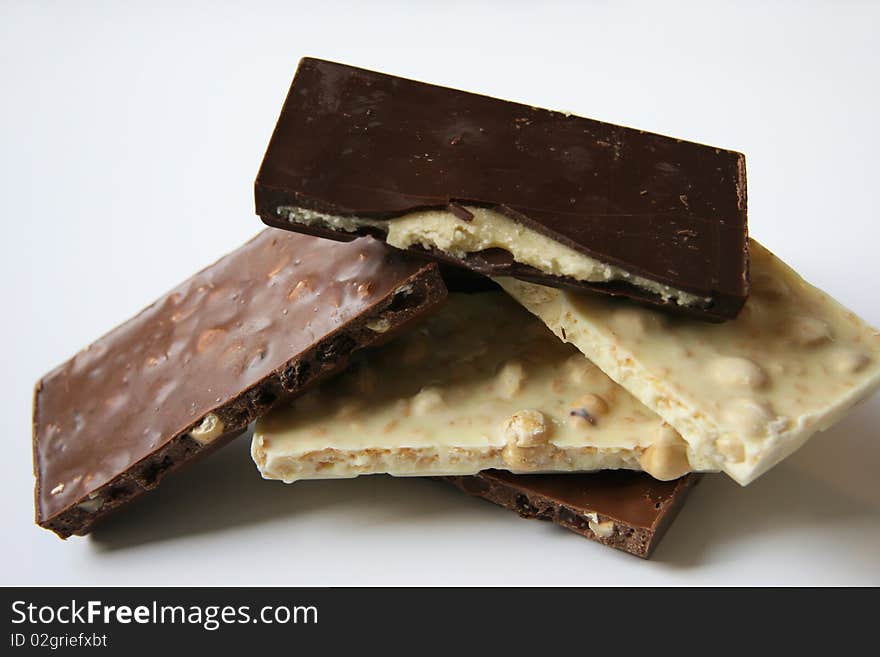 Three grades of chocolate (White, dairy, black)