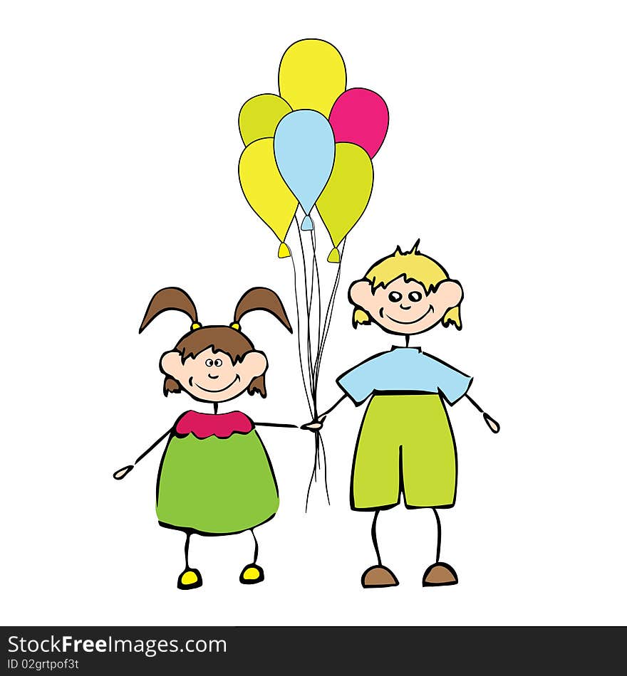 Happy kids in love. vector illustration