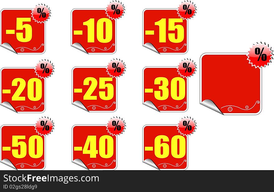 Set of red price tags. Set of red price tags