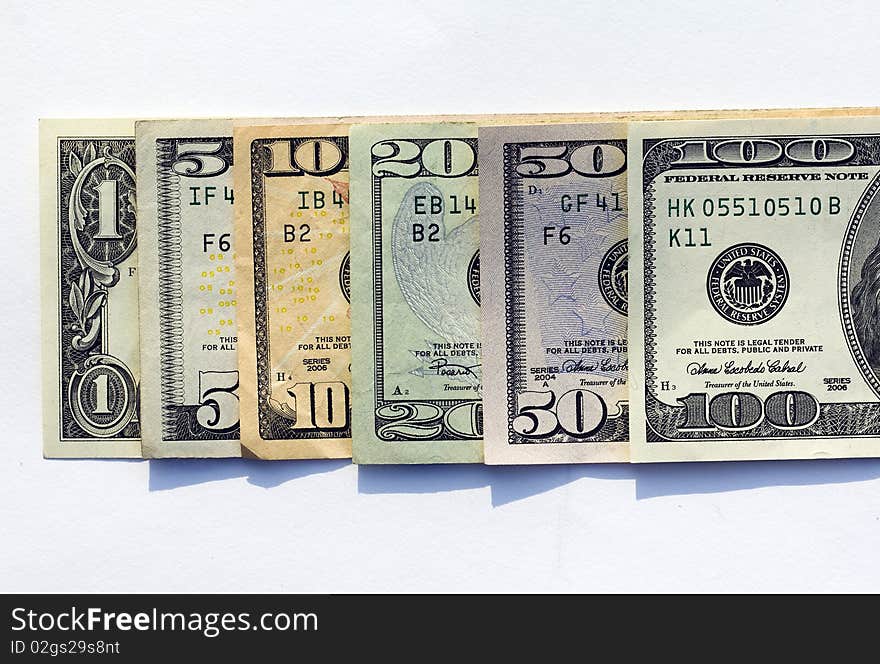 Photo of the American money advantage 1, 5, 10, 20, 50 and 100 dollars