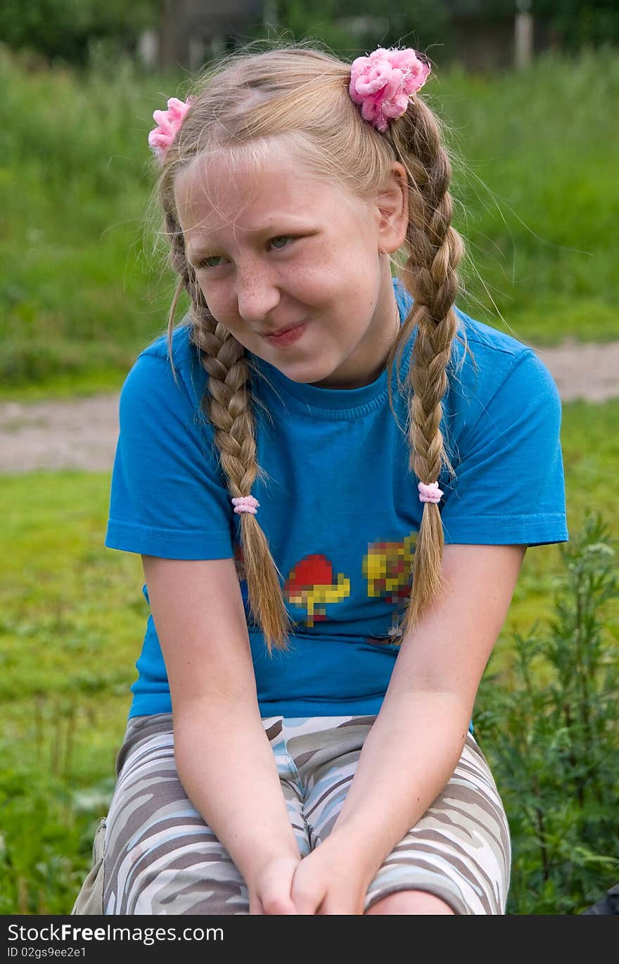 Girl whose face and gesture reflect the emotion. Girl whose face and gesture reflect the emotion