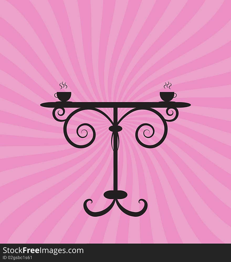 Old  table on pink background. Old  table on pink background