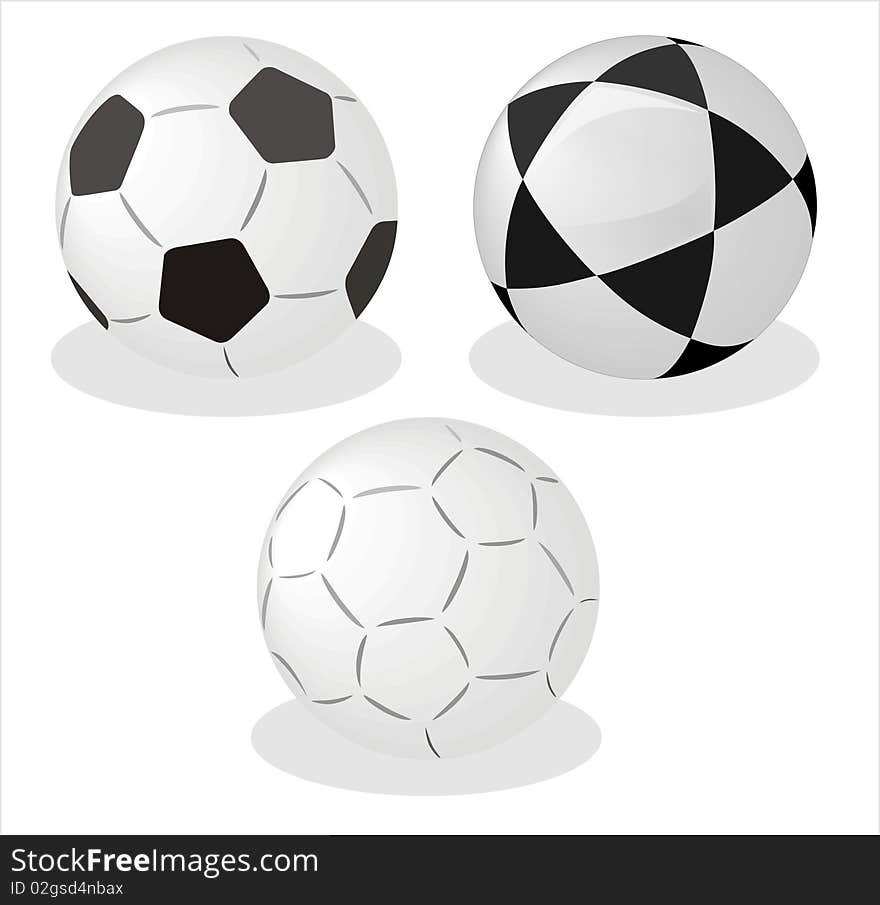 Three  balls for football on white background. Three  balls for football on white background