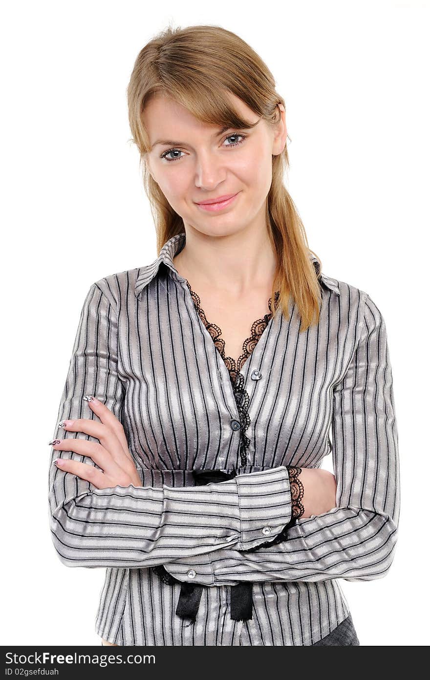 Portrait of a young attractive business woman over white background. Portrait of a young attractive business woman over white background