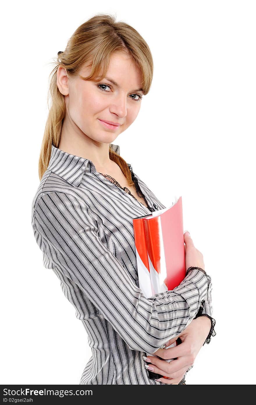 Young Woman Holding A Planner/folder