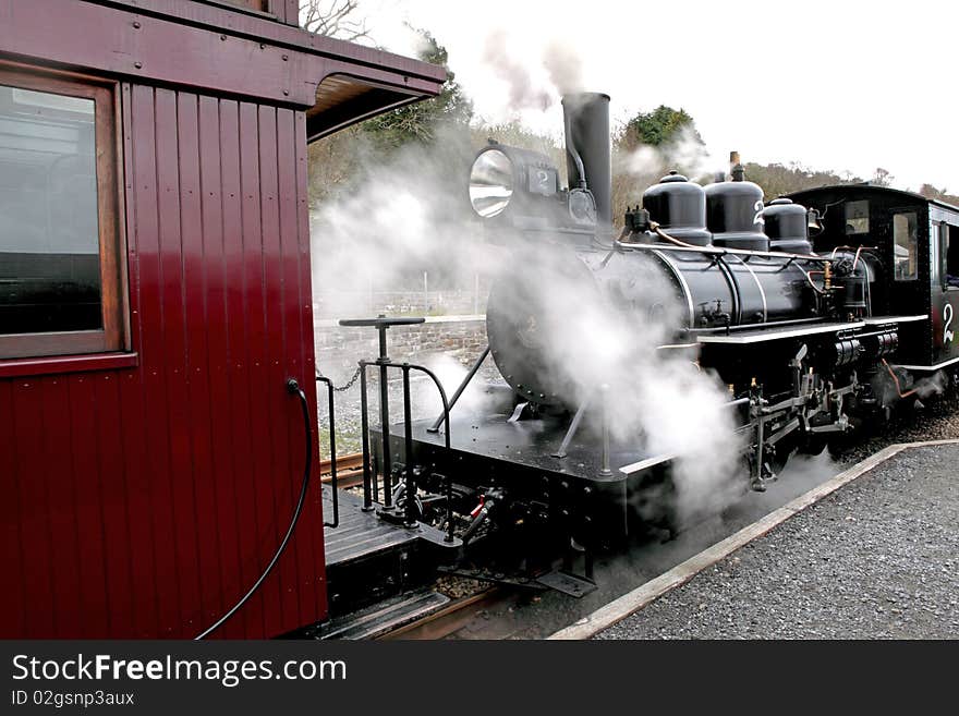 A steam train in the day