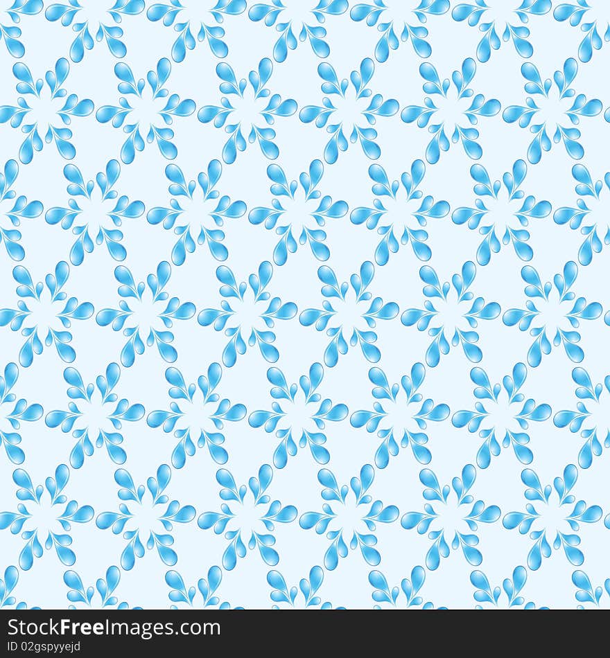 Blue water drops - vector abstract seamless background.