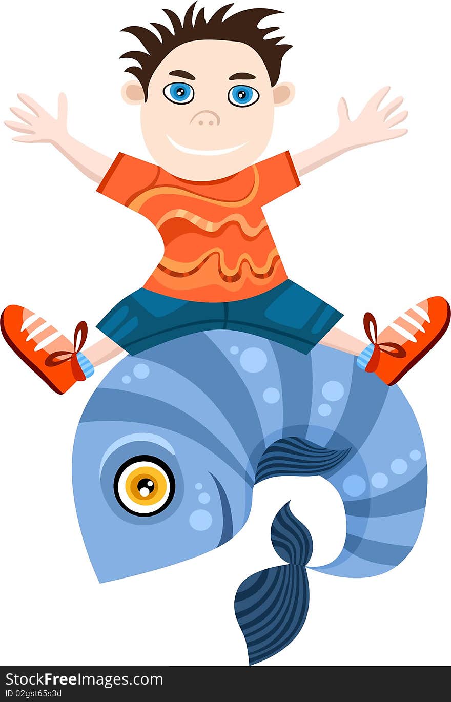 Vector illustration of a cute Pisces