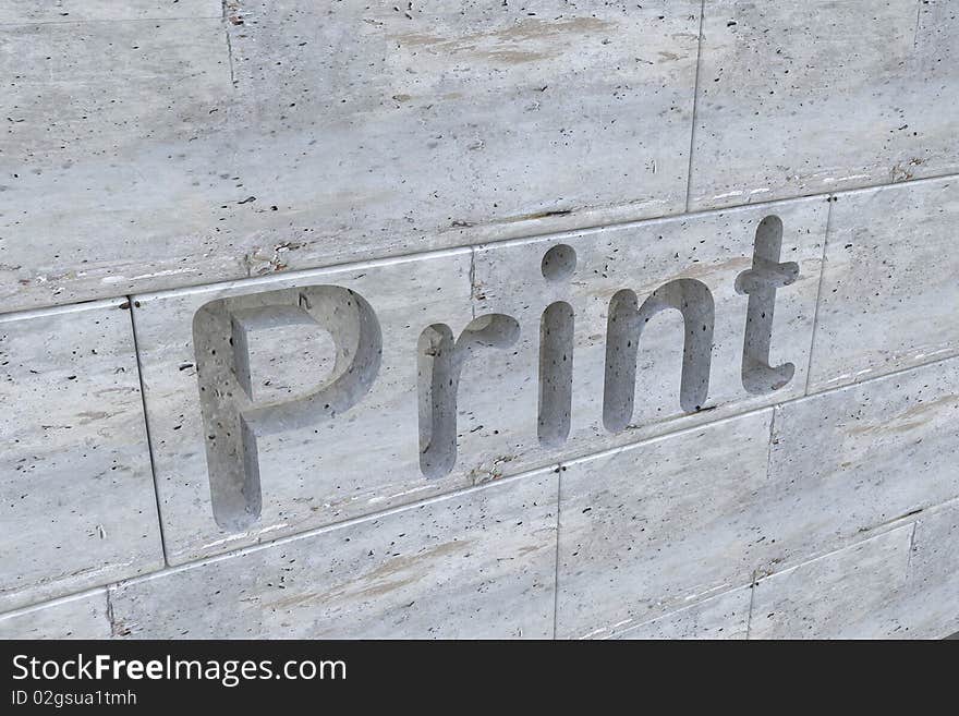 Three dimensional print letter engraving on stone