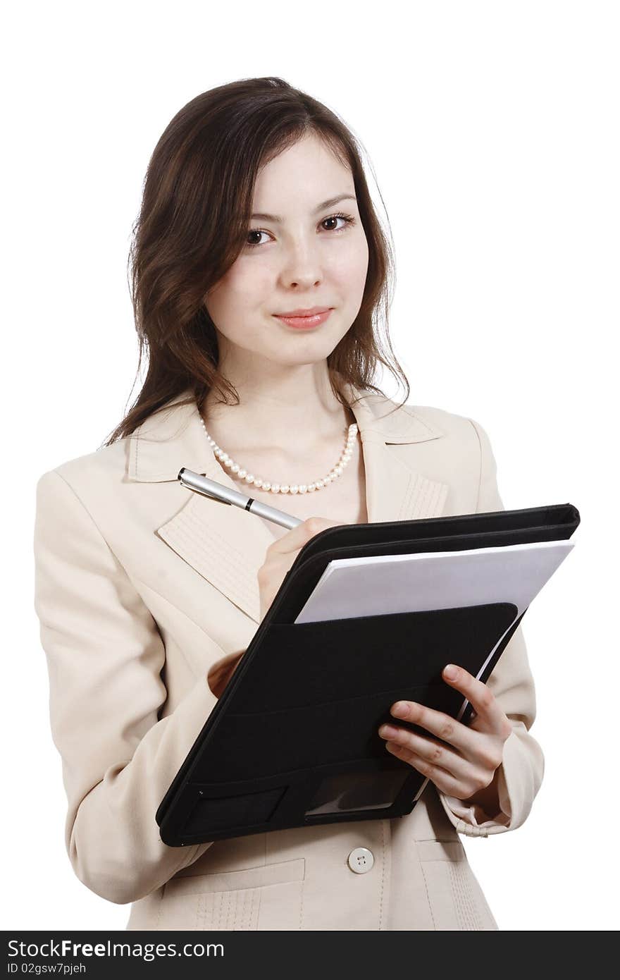 Girl Writing In Folder