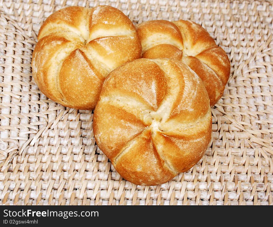 Three rolls bread in the basket