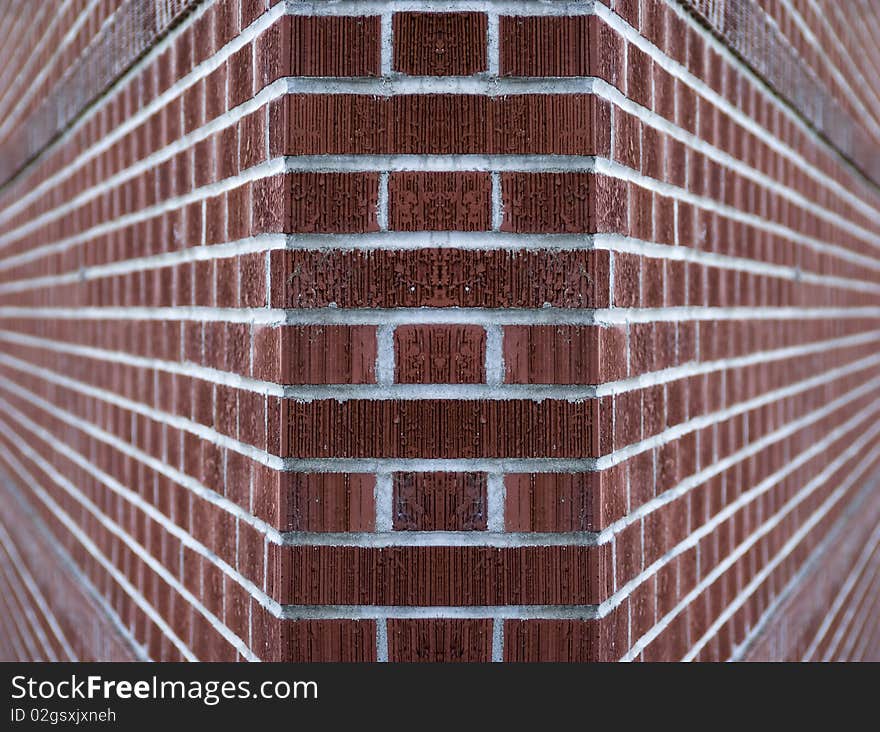 Clean red and tan brick wall background texture with copyspace.