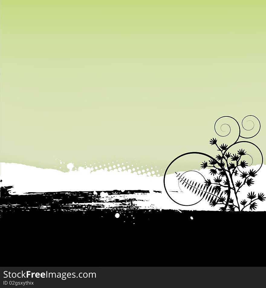 Floral Background, ornament, leaves. Grunge frame and border series