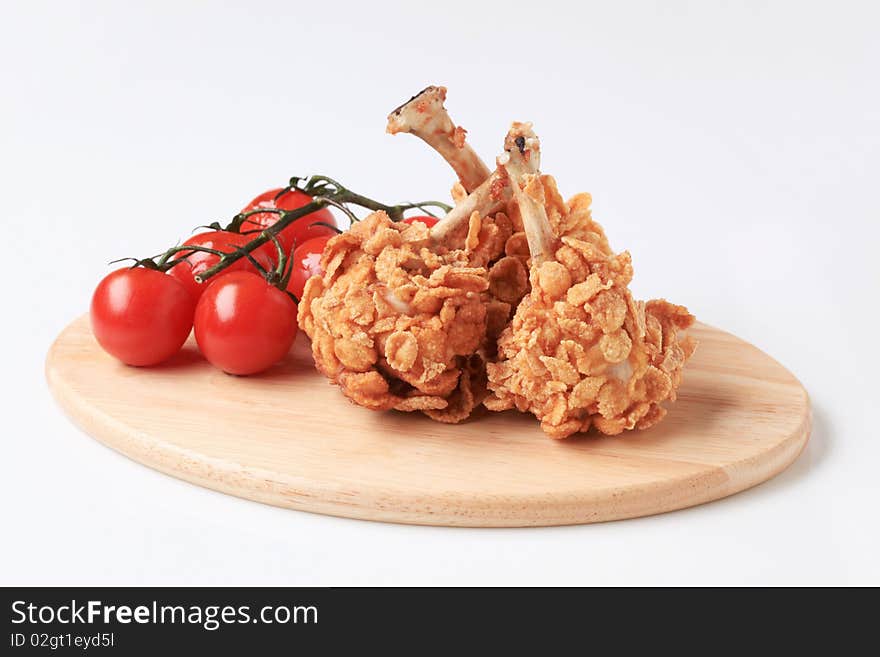 Deep fried corn flake chicken drumsticks. Deep fried corn flake chicken drumsticks