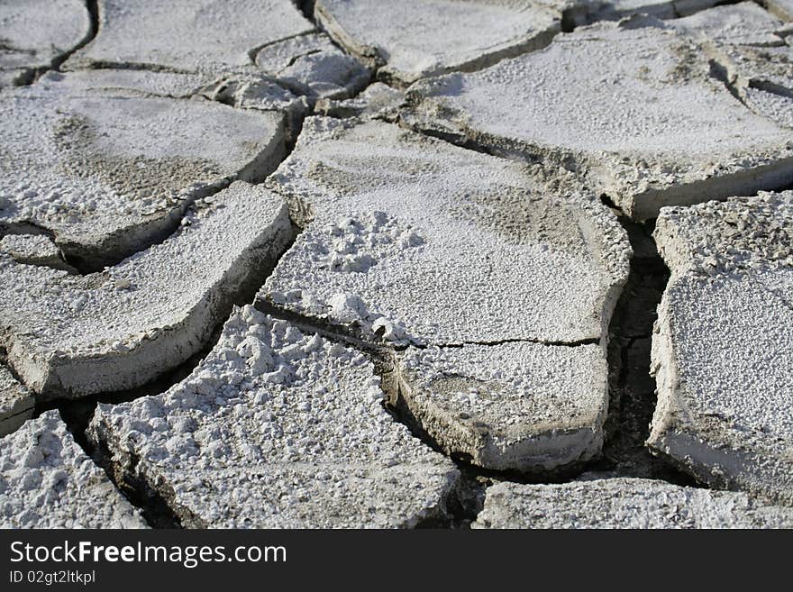 Fissures in cracked soil