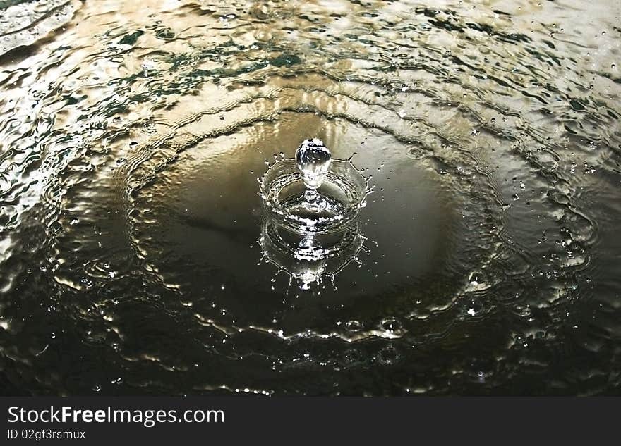 The water drop breaks about a smooth surface. The water drop breaks about a smooth surface