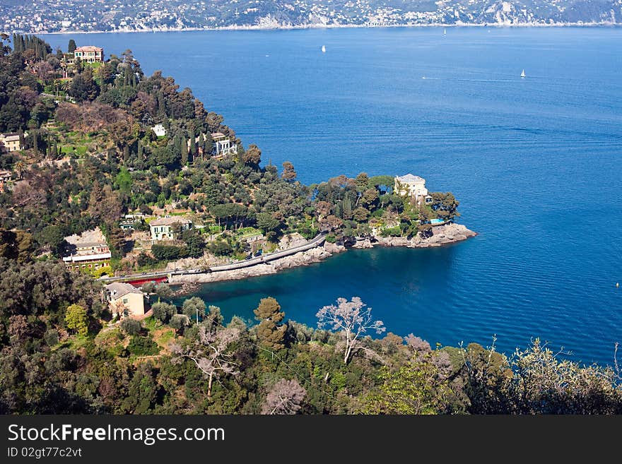 Luxury villas overlooking the Gulf of Paraggi, near Portofino. Luxury villas overlooking the Gulf of Paraggi, near Portofino