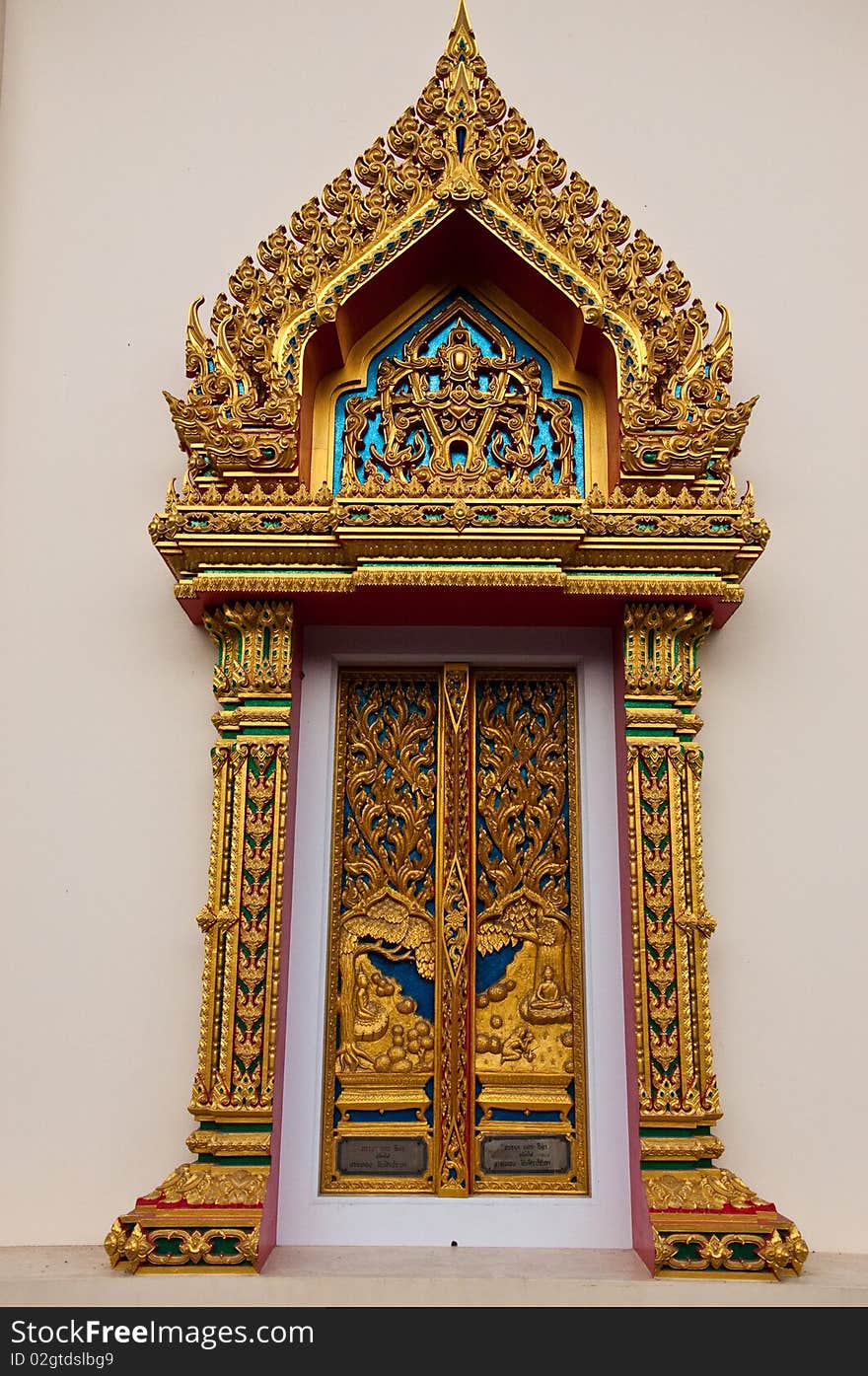 Thai style window, old temple Thailand