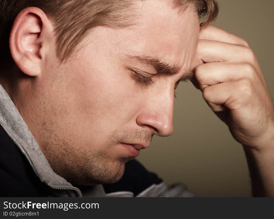 Portrait of young man. thinking. Portrait of young man. thinking