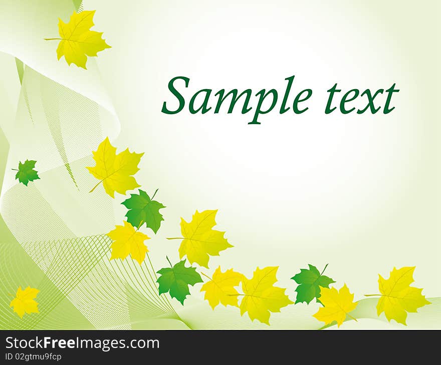 Green background with colored leaves