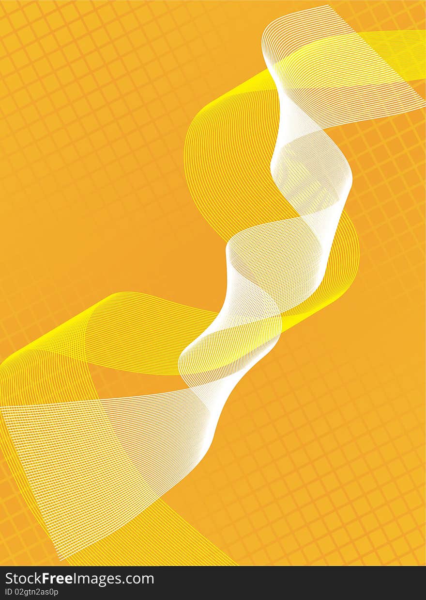 Abstract orange background with ribbons