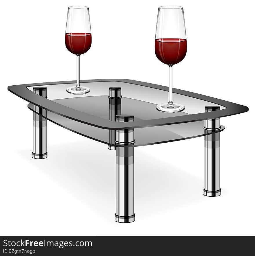 Wine glasses on table