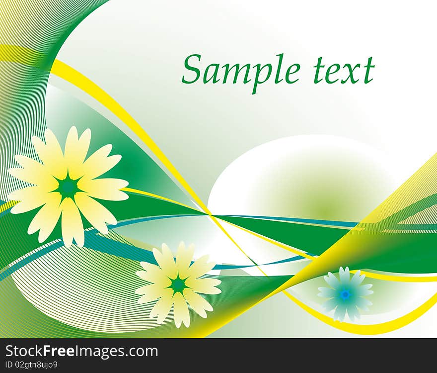 Abstract green background with flowers