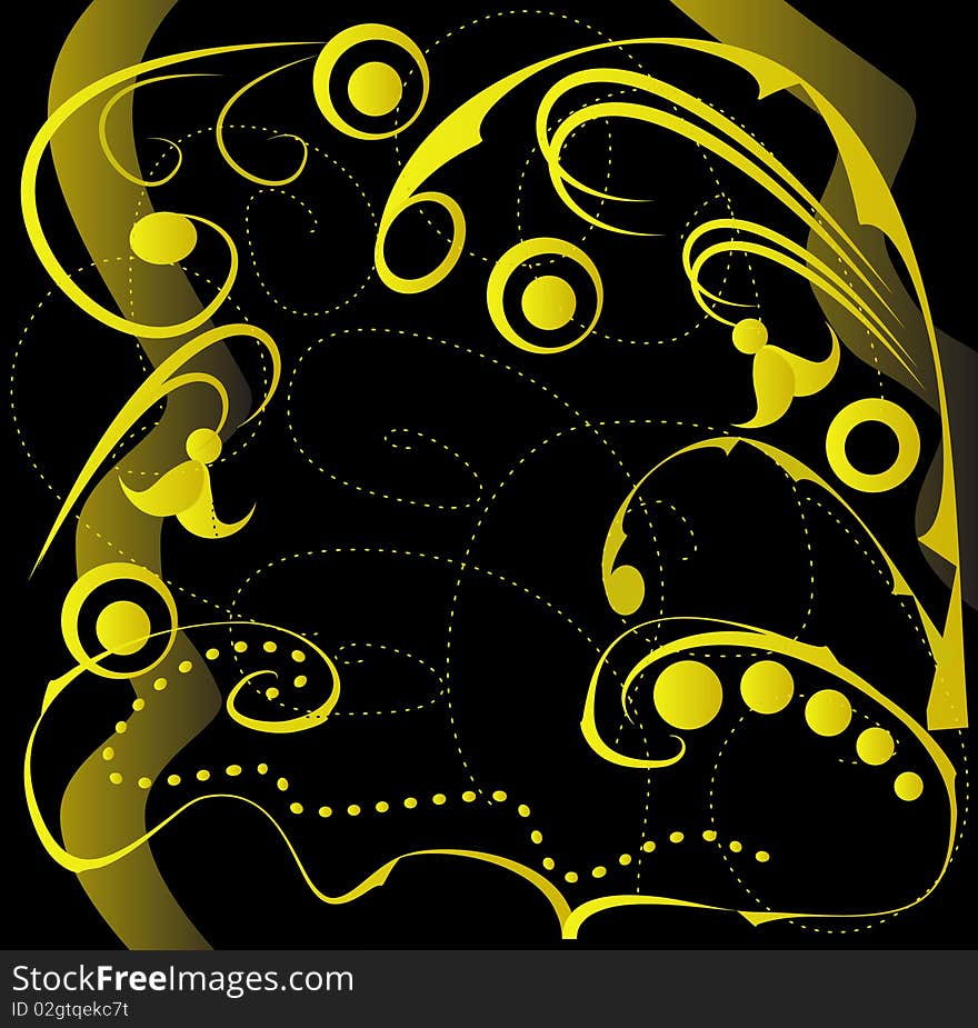 Black background with gold pattern. Black background with gold pattern