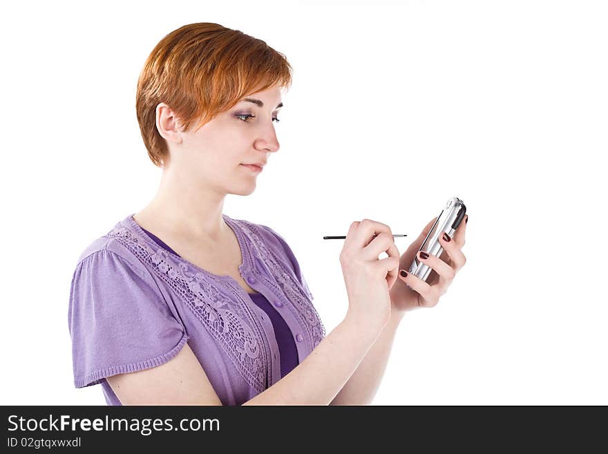 Young Woman With Palmtop