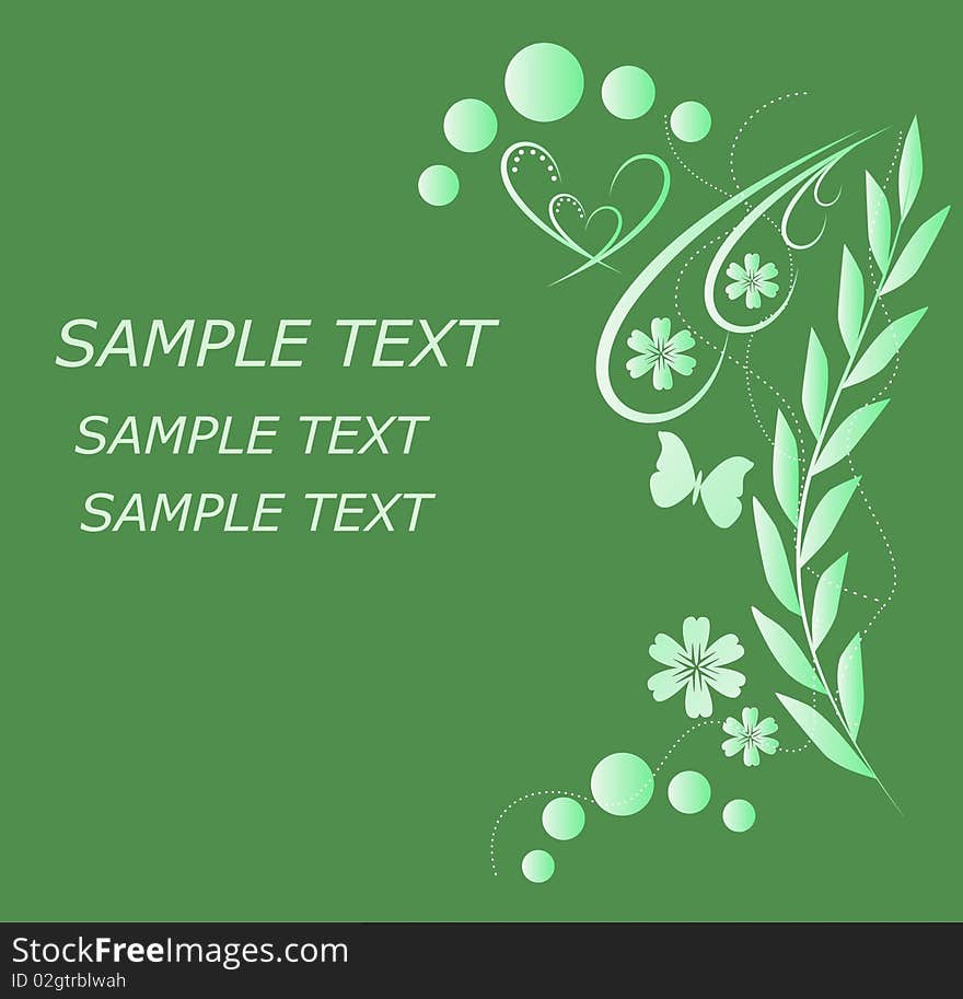 Green background with bright green floral pattern. Green background with bright green floral pattern