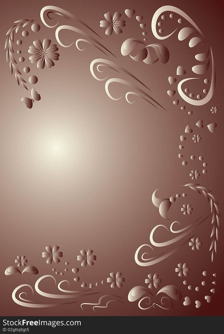 Background with a decorative branch. Background with a decorative branch