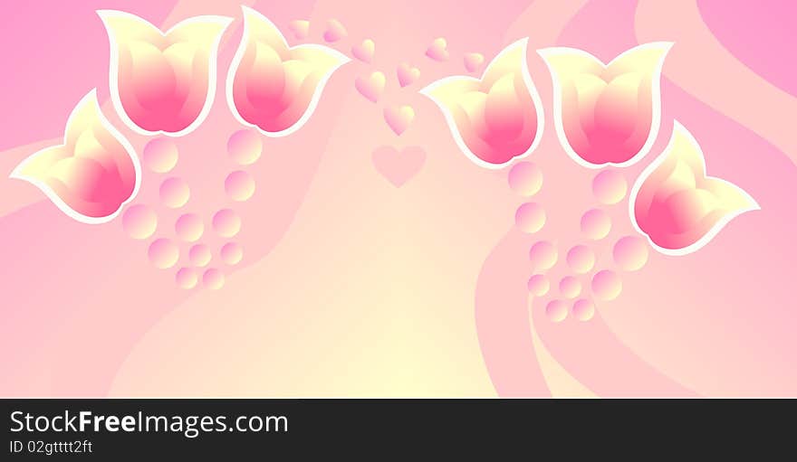 Vector background with pink tulips