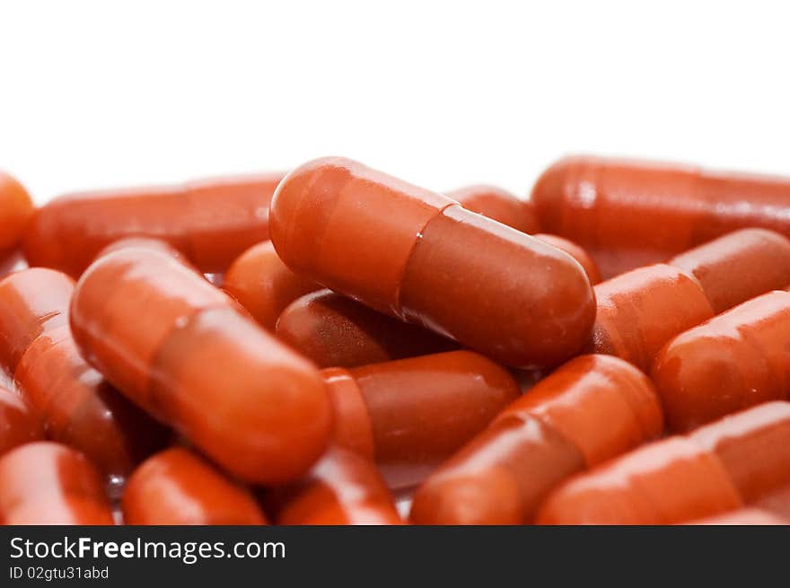 Heap of pills isolated on white background. Heap of pills isolated on white background