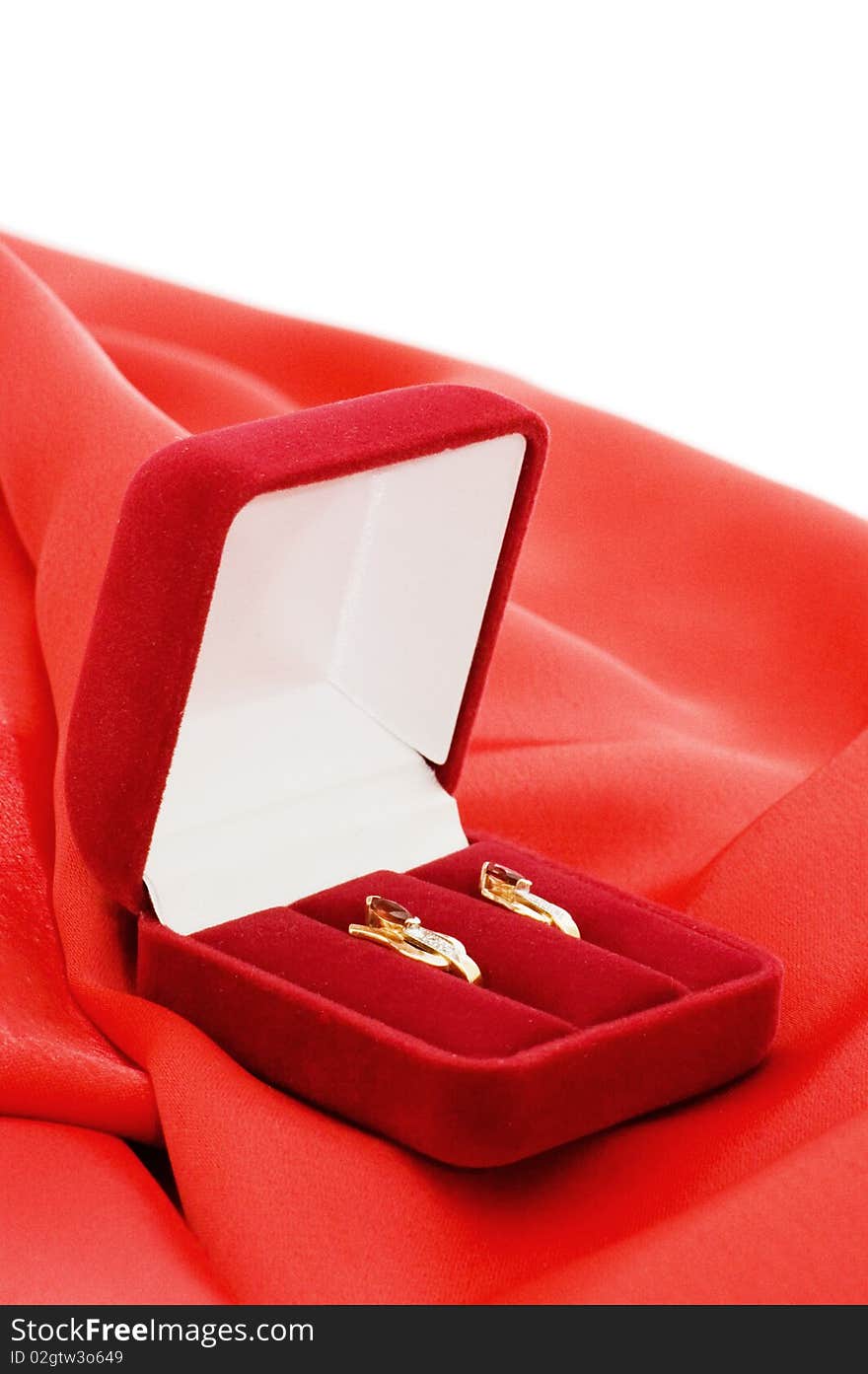 Gold Earrings In A Red Box