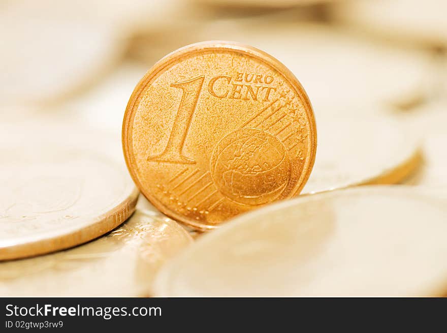 Coins macro close up background