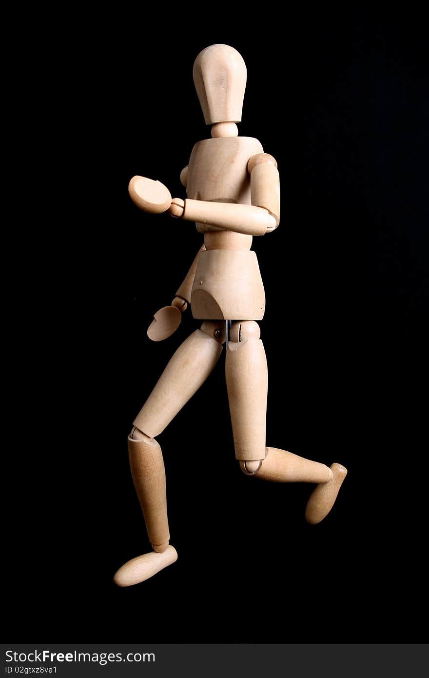 A manikin running in the black