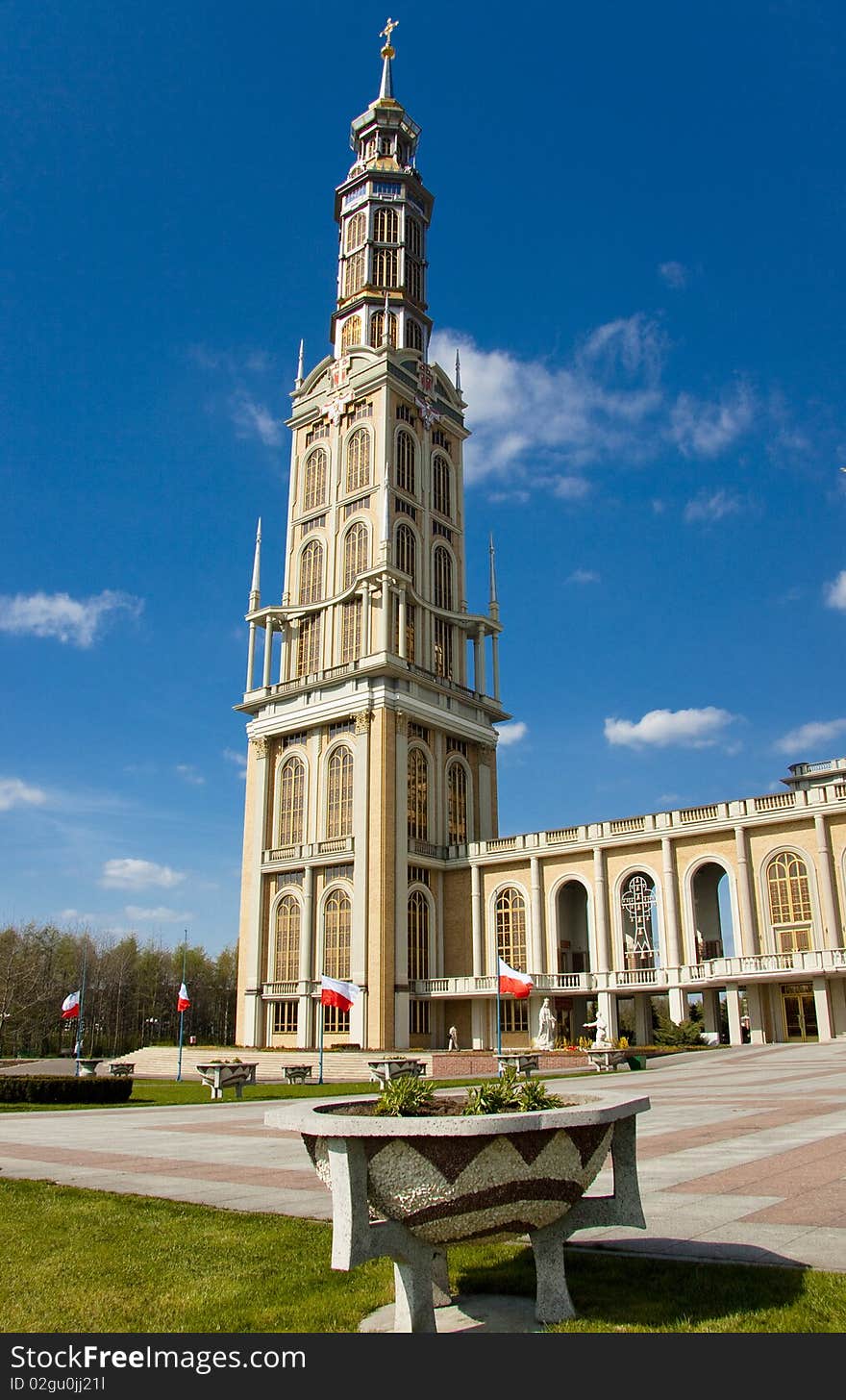 Sanctuary in Lichen - Poland. The Sanctuary is Poland's largest church. Sunny day. Sanctuary in Lichen - Poland. The Sanctuary is Poland's largest church. Sunny day.