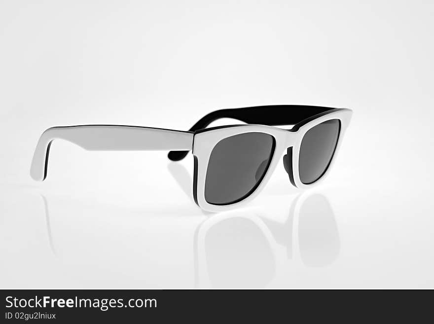 White sunglasses isolated on white background