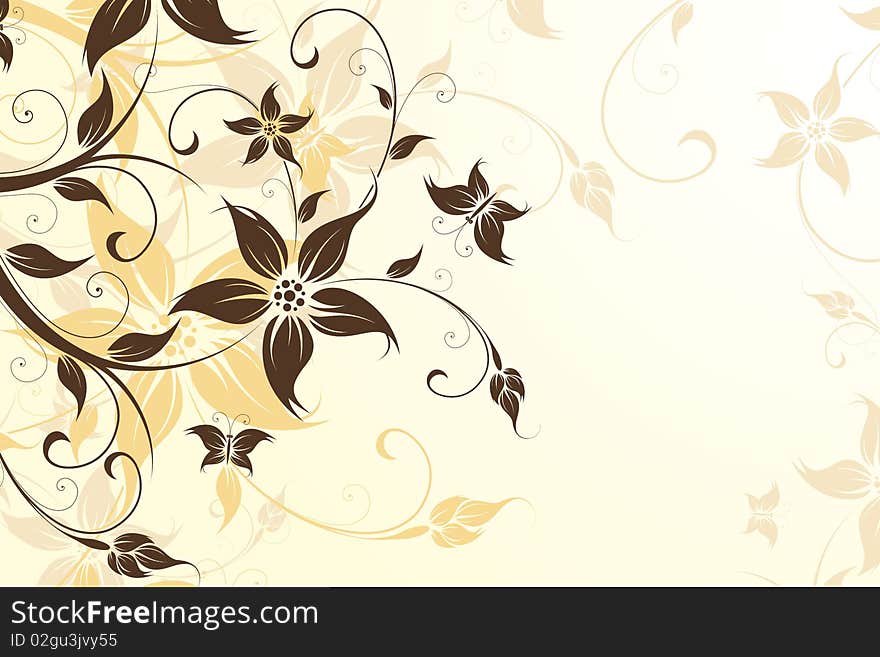 Abstract Background with flowers and butterfly for your design. Abstract Background with flowers and butterfly for your design