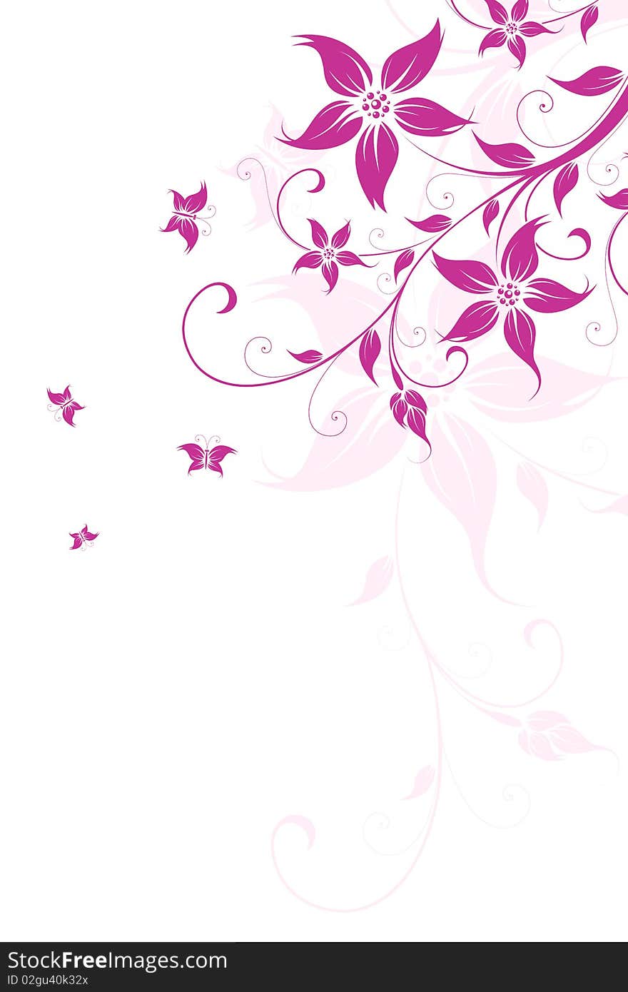 Abstract Background with flowers and butterfly for your design. Abstract Background with flowers and butterfly for your design