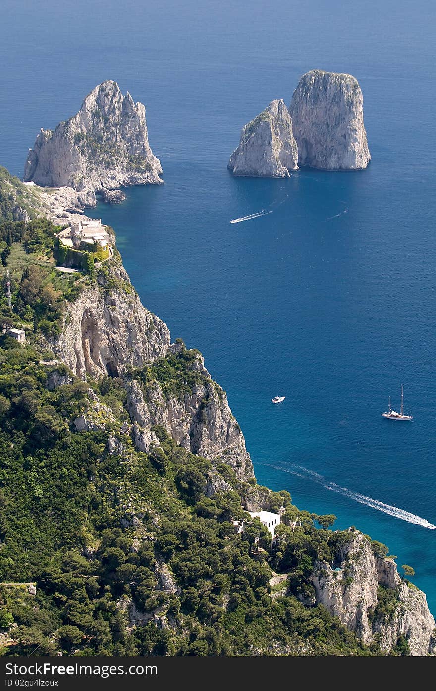 The famous Faraglioni rocks, Capri, Italy. The famous Faraglioni rocks, Capri, Italy