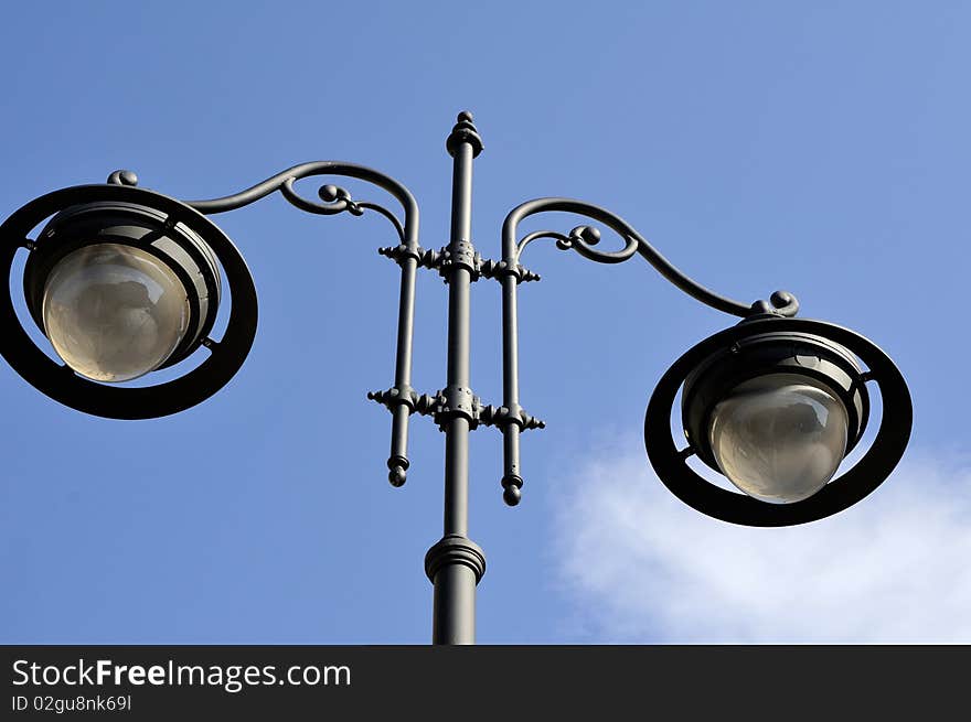 Closeup with street lamp