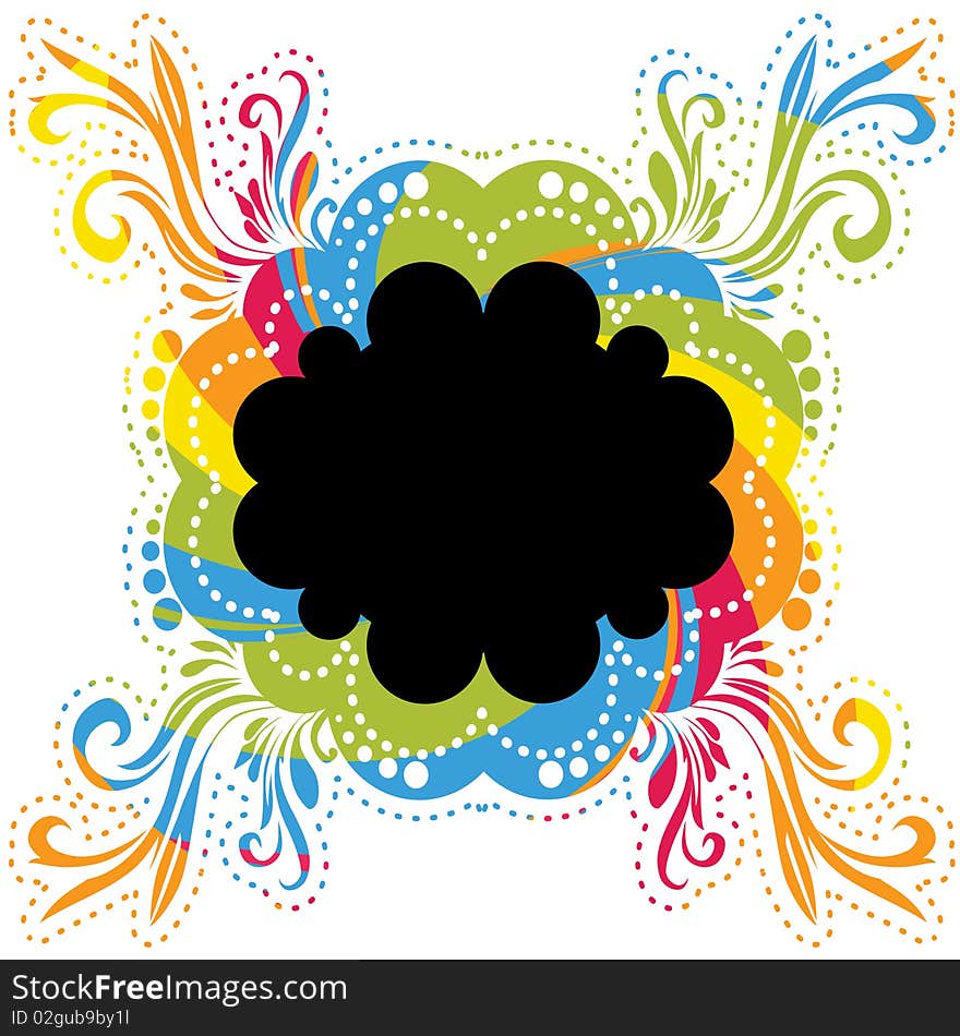 Illustration colorful ornamental frame with black