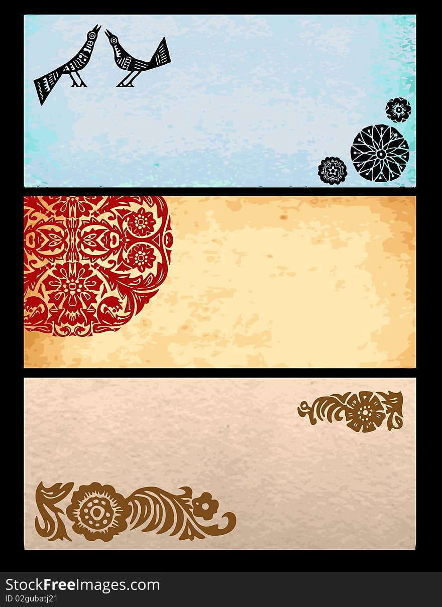 Illustration set of old paper collection with ornaments